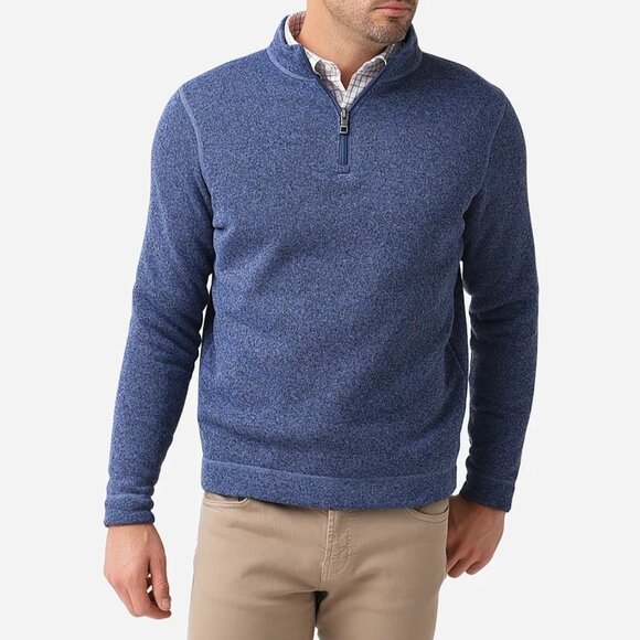 Peter Millar Storm Blue Crown Fleece Quarter-Zip Sweater MF22K60 S NWT - Picture 1 of 2